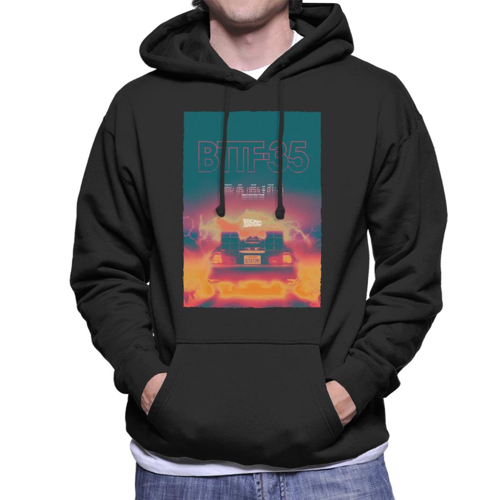 Back to the Future Delorean 35 Electric Flames Men's Hooded Sweatshirt-ALL + EVERY