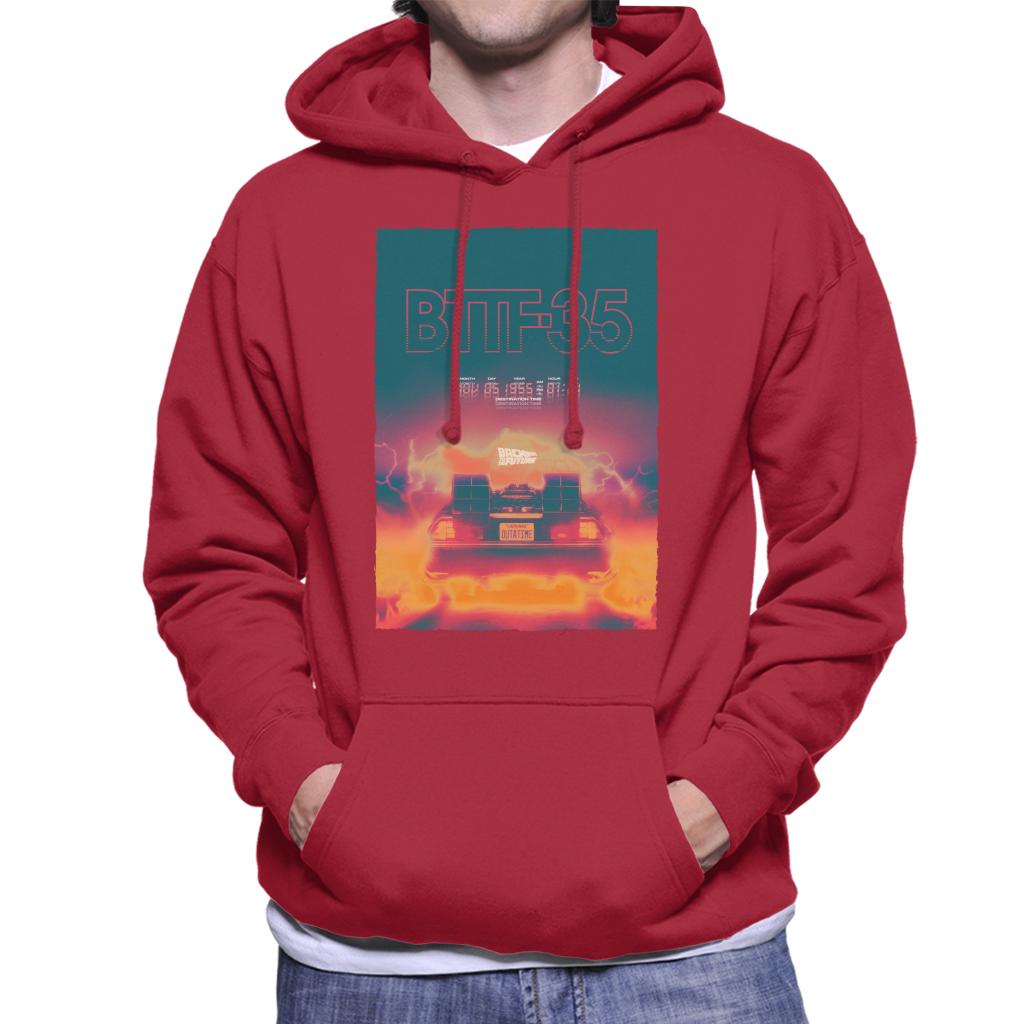 Back to the Future Delorean 35 Electric Flames Men's Hooded Sweatshirt-ALL + EVERY