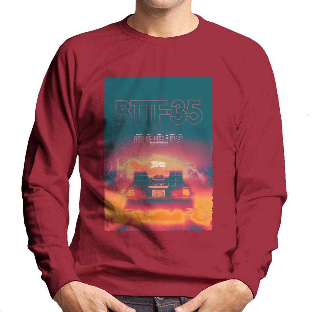 Back to the Future Delorean 35 Electric Flames Men's Sweatshirt-ALL + EVERY