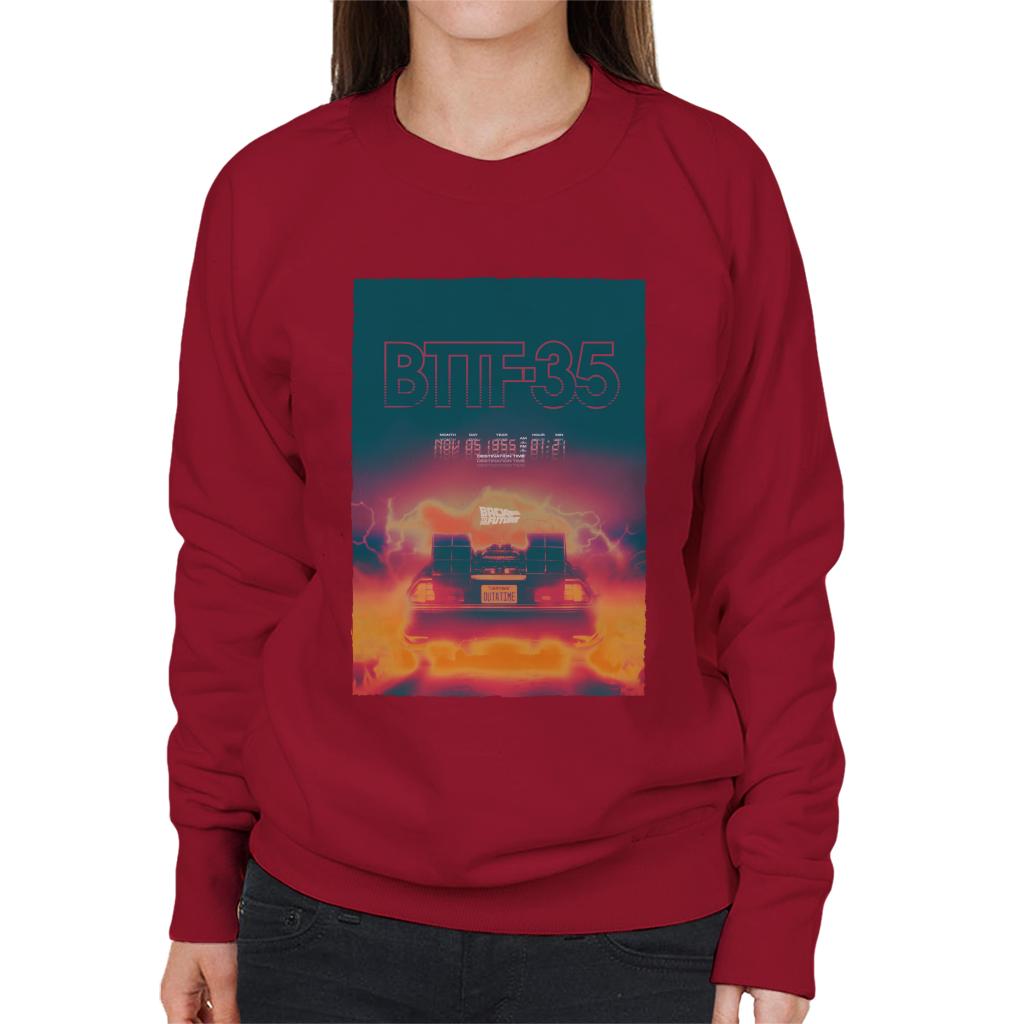 Back to the Future Delorean 35 Electric Flames Women's Sweatshirt-ALL + EVERY