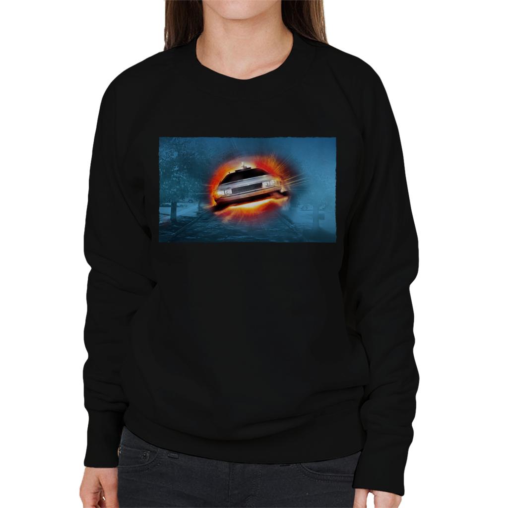 Back to the Future Delorean Cinematic Take Off Women's Sweatshirt-ALL + EVERY