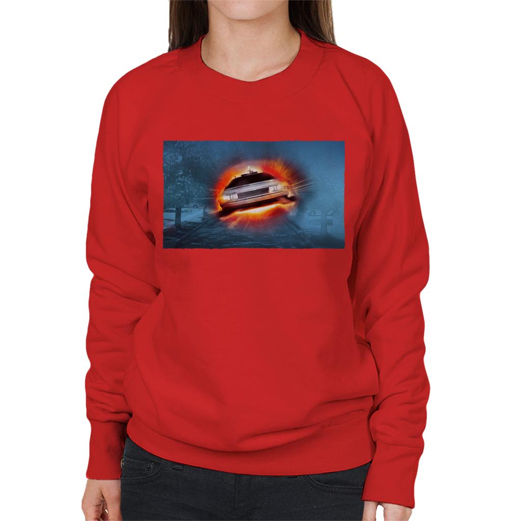 Back to the Future Delorean Cinematic Take Off Women's Sweatshirt-ALL + EVERY