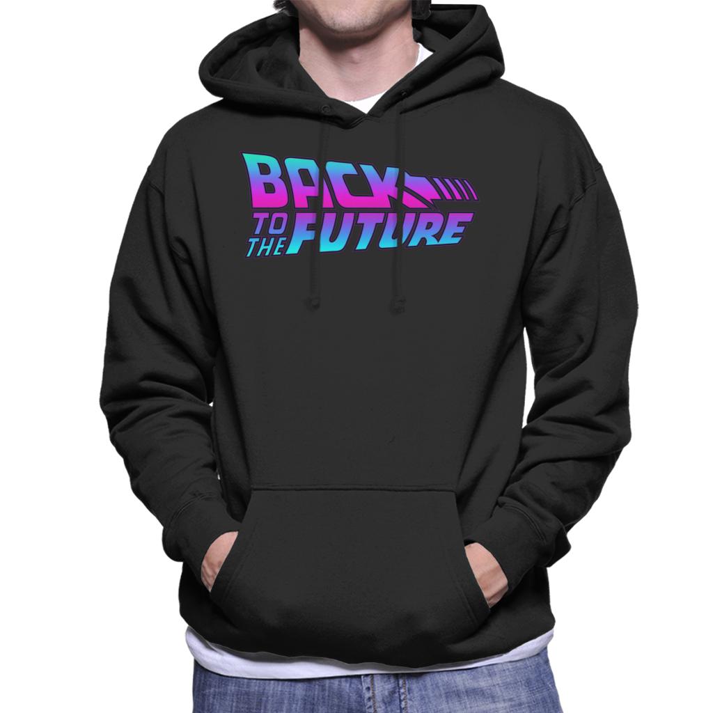 Back to the Future Pink And Blue Gradient Logo Men's Hooded Sweatshirt-ALL + EVERY