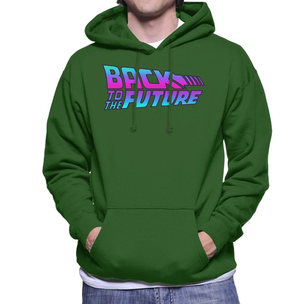 Back to the Future Pink And Blue Gradient Logo Men's Hooded Sweatshirt-ALL + EVERY