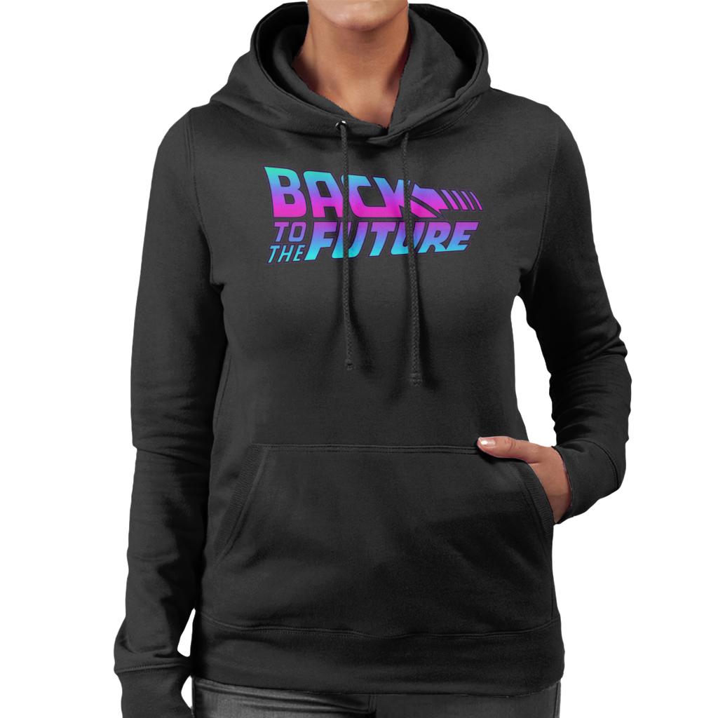 Back to the Future Pink And Blue Gradient Logo Women's Hooded Sweatshirt-ALL + EVERY