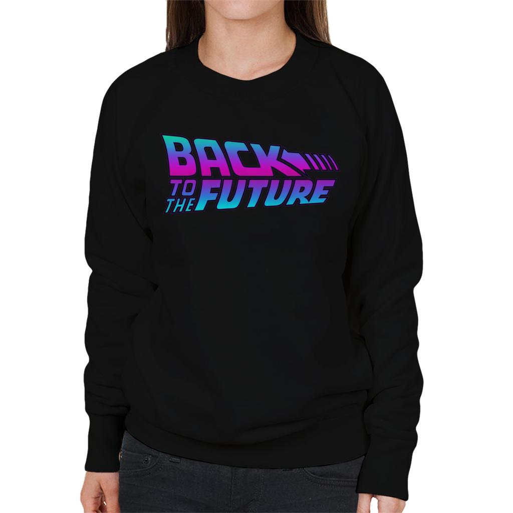 Back to the Future Pink And Blue Gradient Logo Women's Sweatshirt-ALL + EVERY