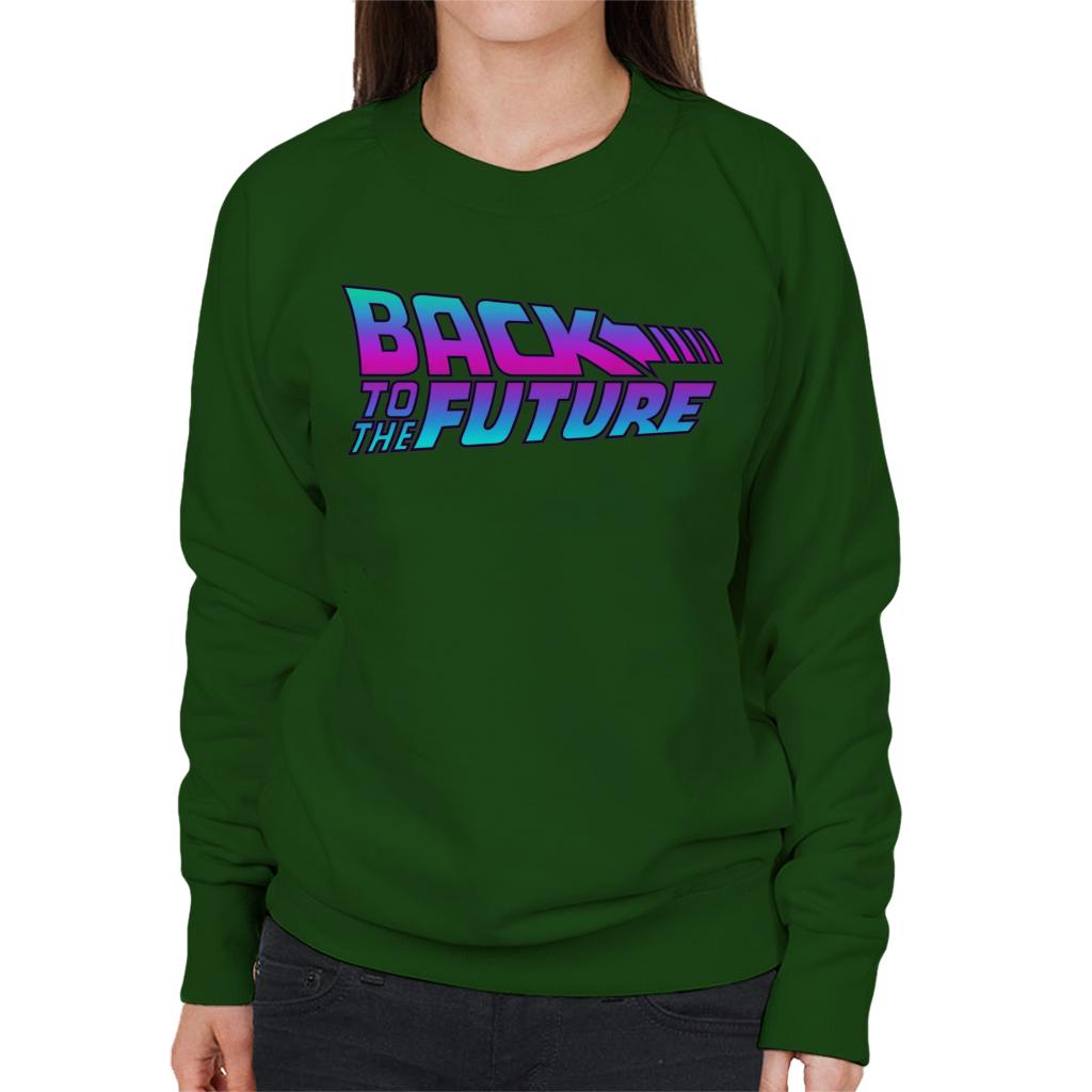 Back to the Future Pink And Blue Gradient Logo Women's Sweatshirt-ALL + EVERY