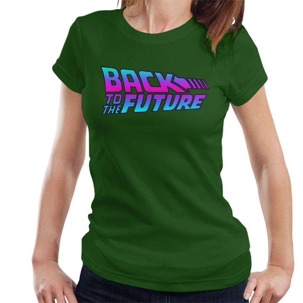 Back to the Future Pink And Blue Gradient Logo Women's T-Shirt-ALL + EVERY