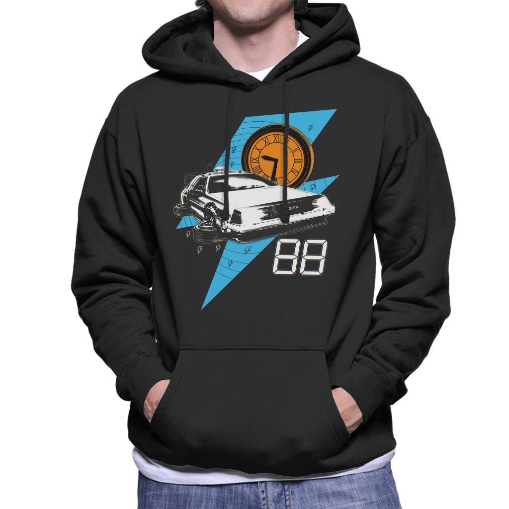 Back to the Future 88 Clock And Delorean Men's Hooded Sweatshirt-ALL + EVERY