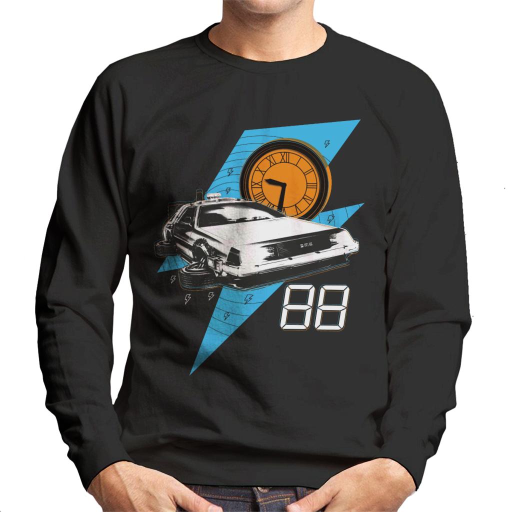 Back to the Future 88 Clock And Delorean Men's Sweatshirt-ALL + EVERY