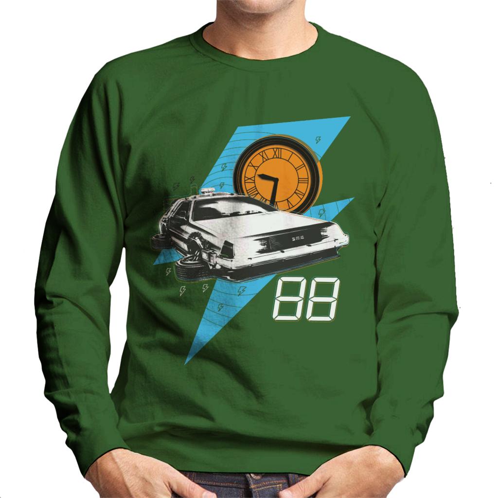 Back to the Future 88 Clock And Delorean Men's Sweatshirt-ALL + EVERY