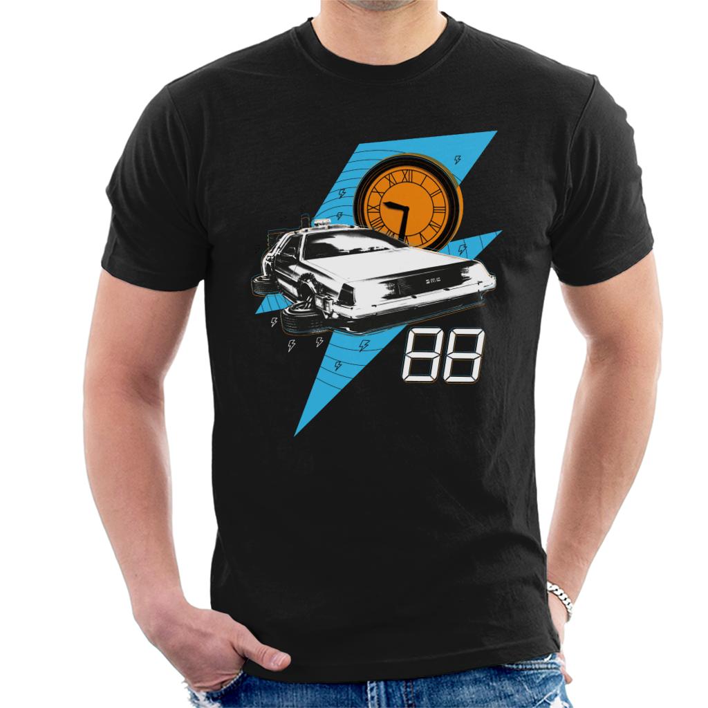 Back to the Future 88 Clock And Delorean Men's T-Shirt-ALL + EVERY