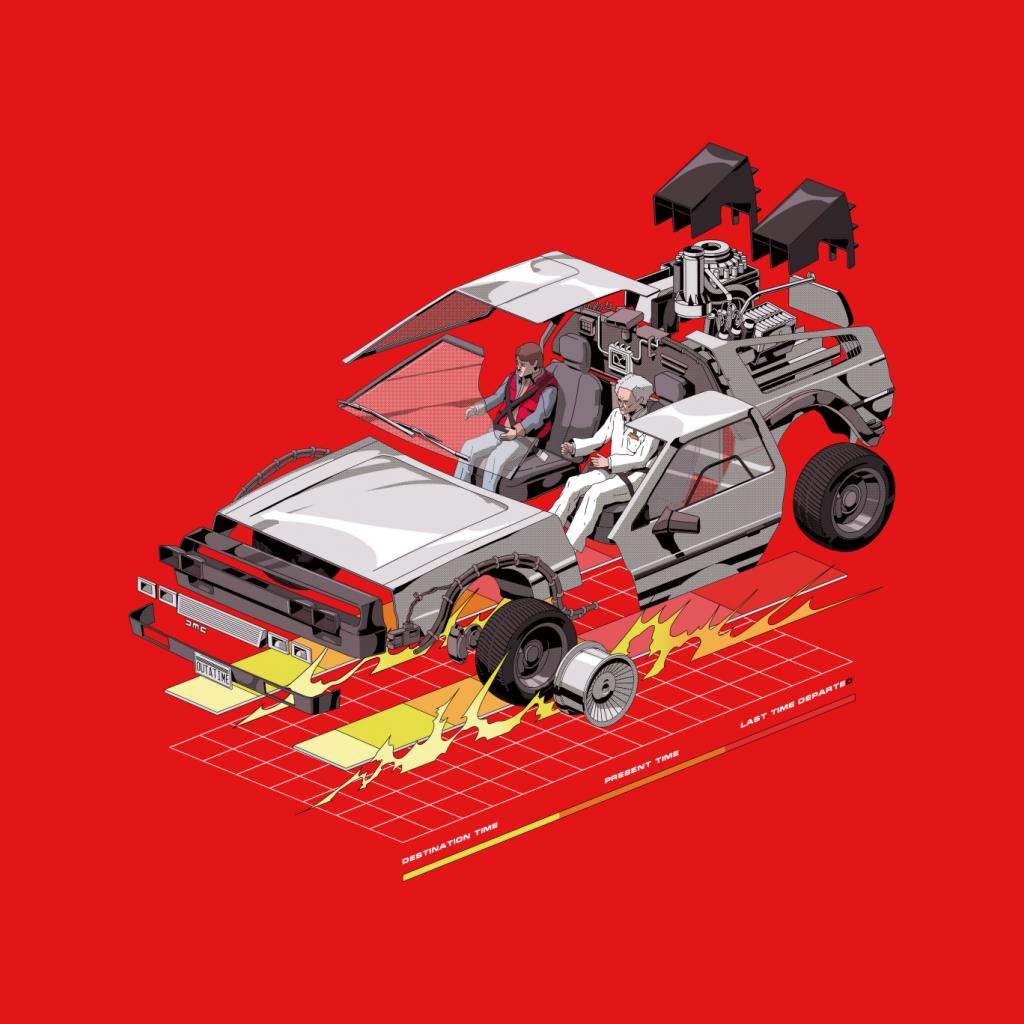 Back to the Future Delorean 3D Men's T-Shirt-ALL + EVERY