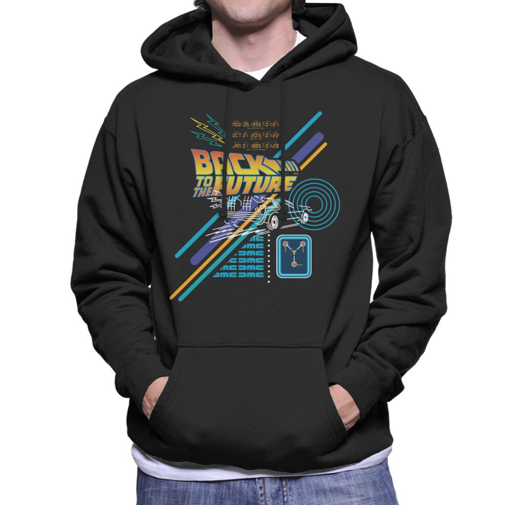 Back to the Future Delorean Outline Countdown Men's Hooded Sweatshirt-ALL + EVERY