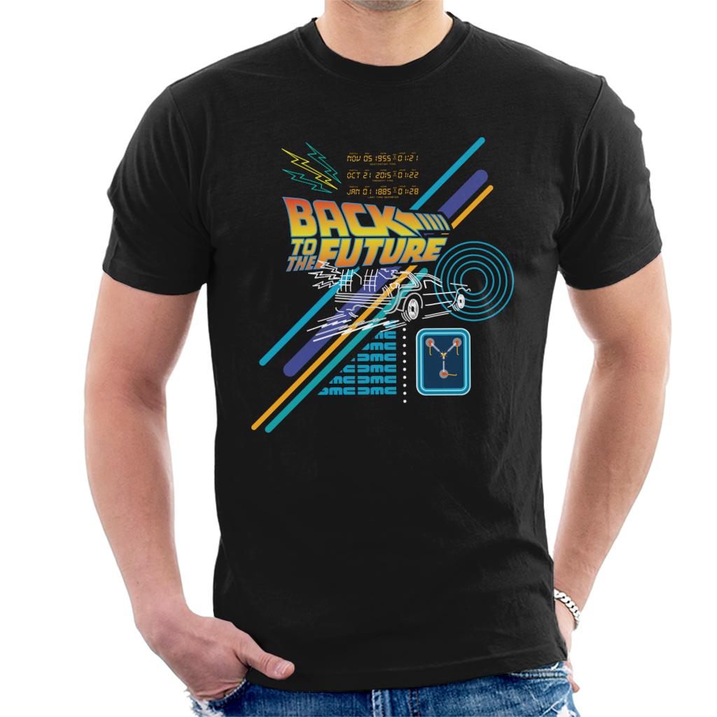 Back to the Future Delorean Outline Countdown Men's T-Shirt-ALL + EVERY