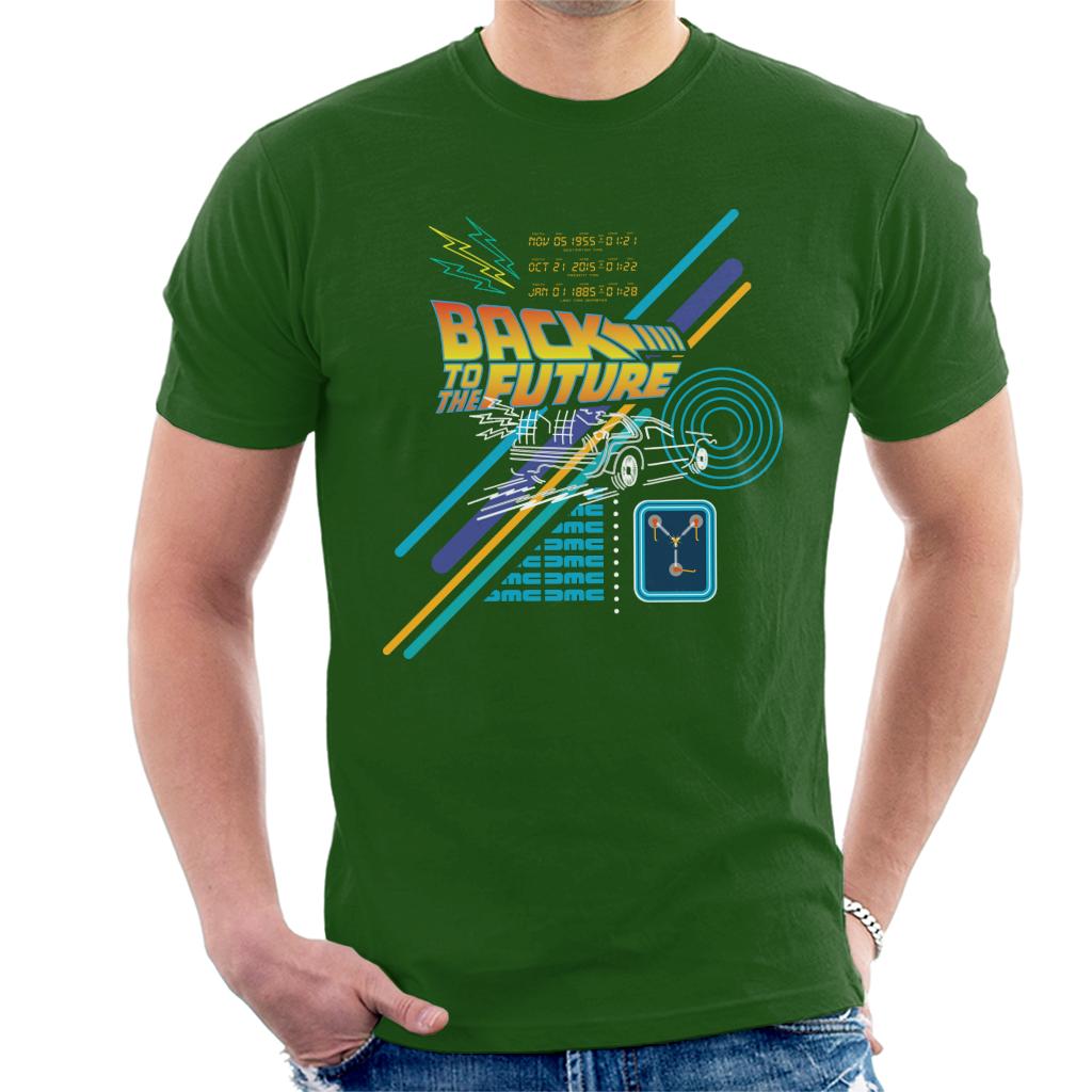 Back to the Future Delorean Outline Countdown Men's T-Shirt-ALL + EVERY