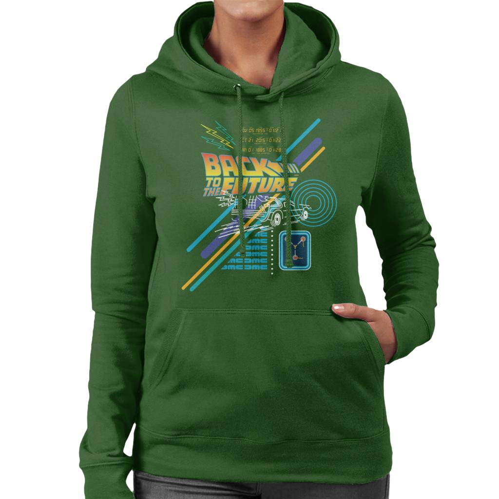 Back to the Future Delorean Outline Countdown Women's Hooded Sweatshirt-ALL + EVERY