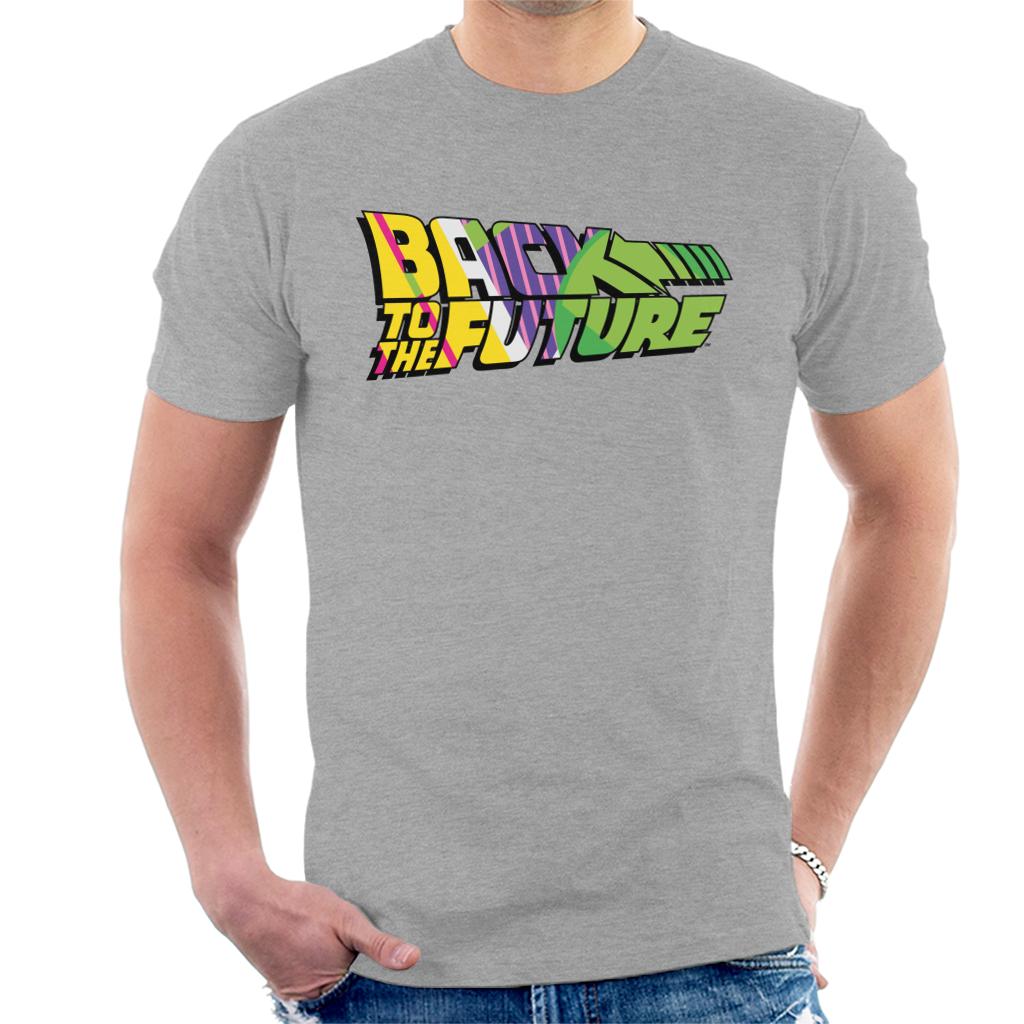 Back To The Future Striped Colourful Logo Men's T-Shirt-ALL + EVERY