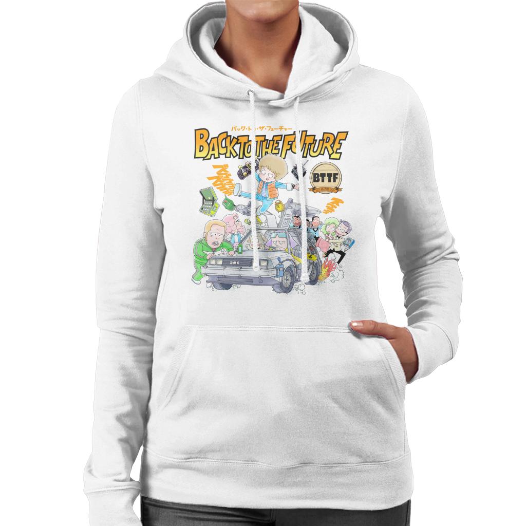 Back To The Future Comic Kanji Women's Hooded Sweatshirt-ALL + EVERY