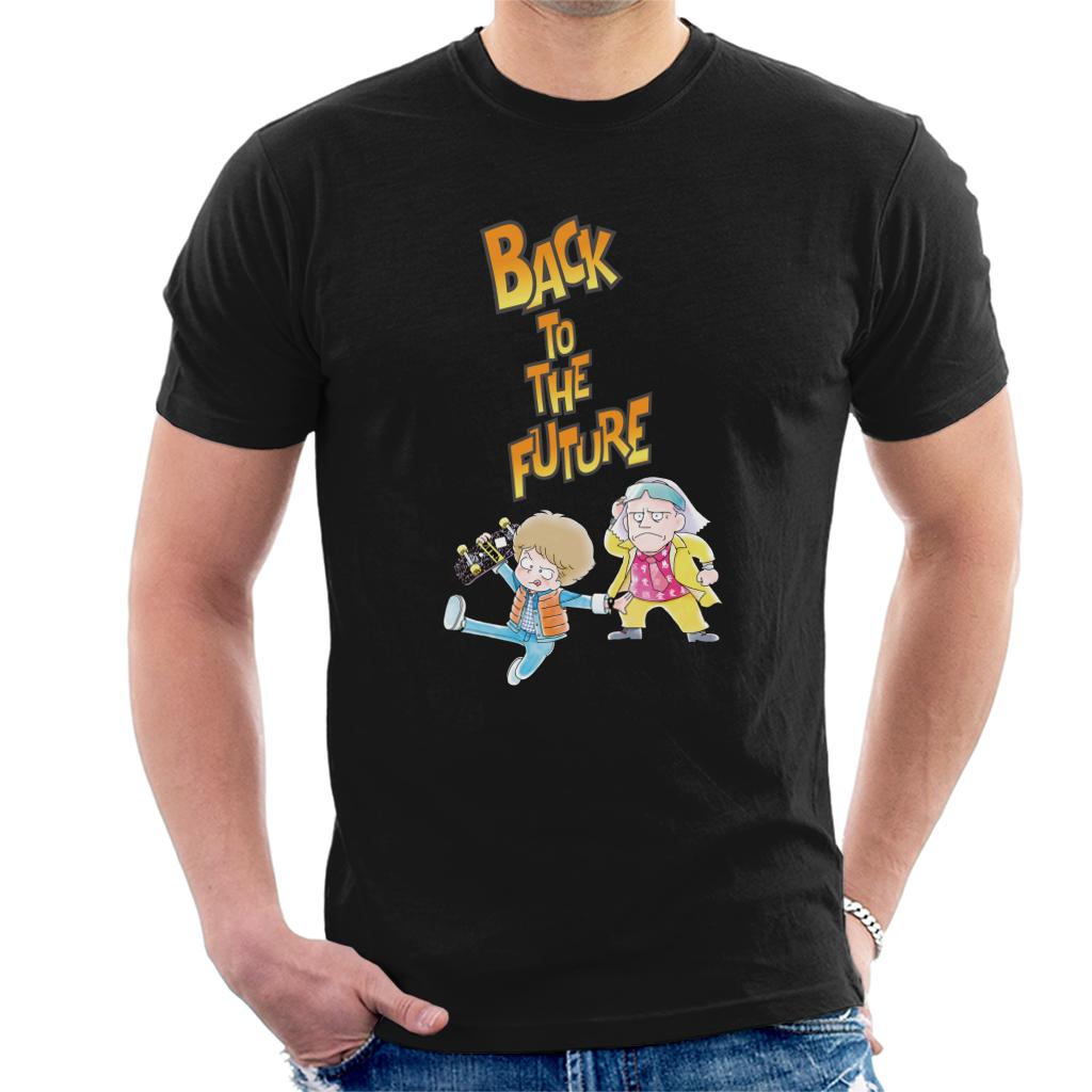 Back To The Future Marty And Doc Chibi Men's T-Shirt-ALL + EVERY