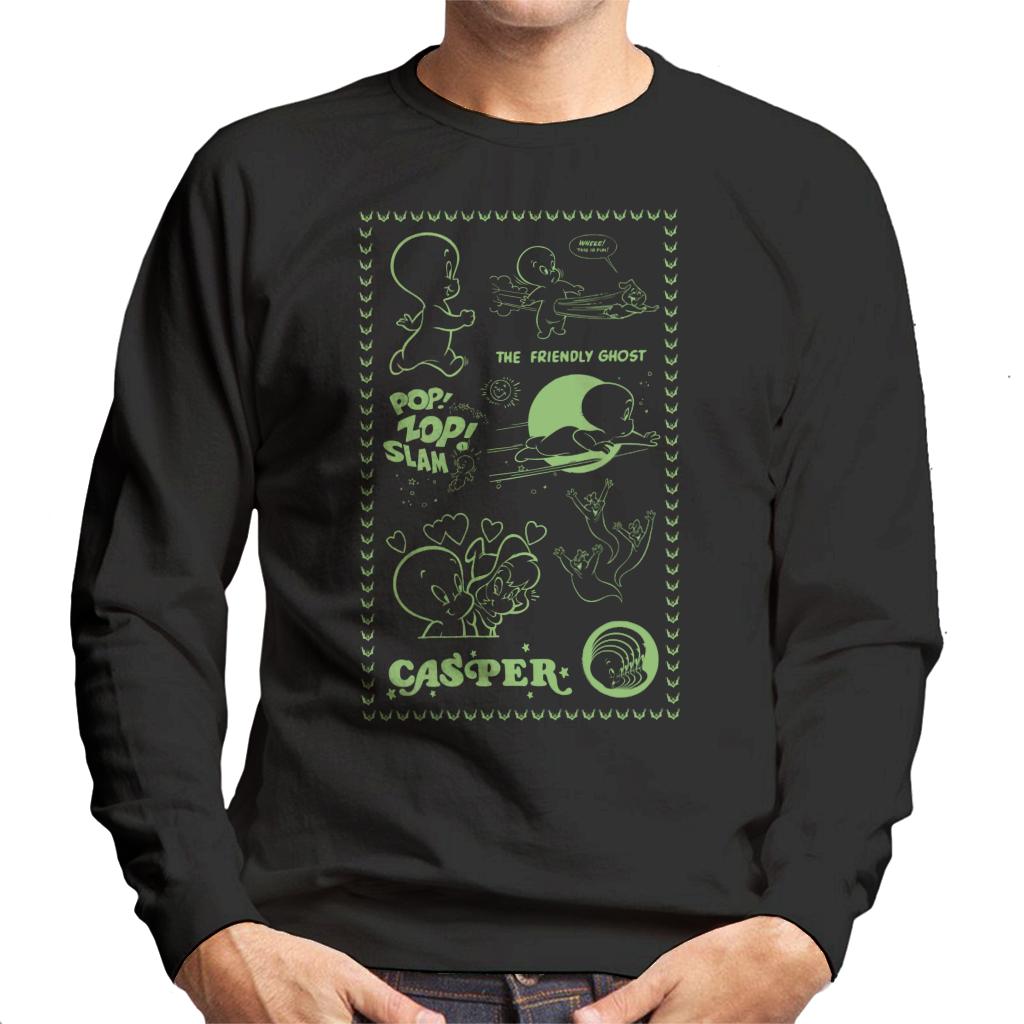 Casper The Friendly Ghost Pop Zop Slam Stamp Men's Sweatshirt-ALL + EVERY