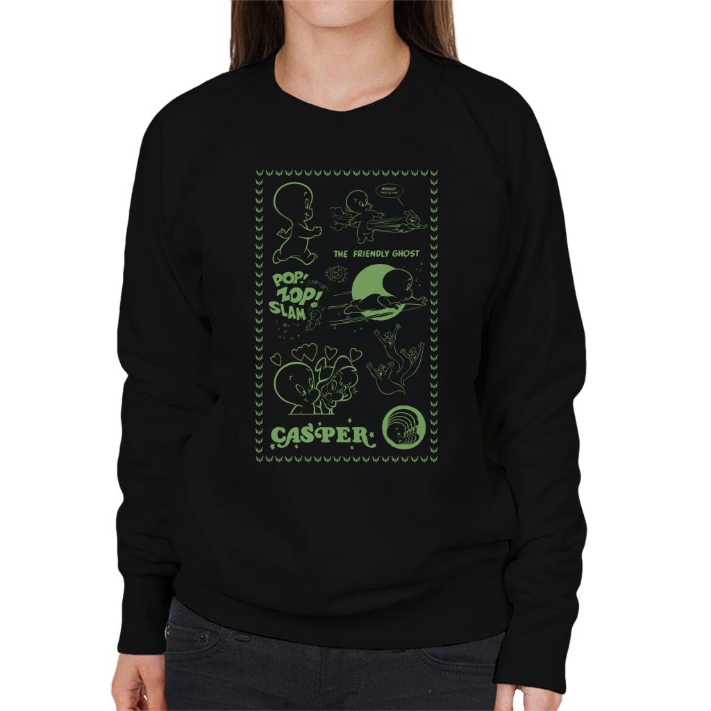 Casper The Friendly Ghost Pop Zop Slam Stamp Women's Sweatshirt-ALL + EVERY