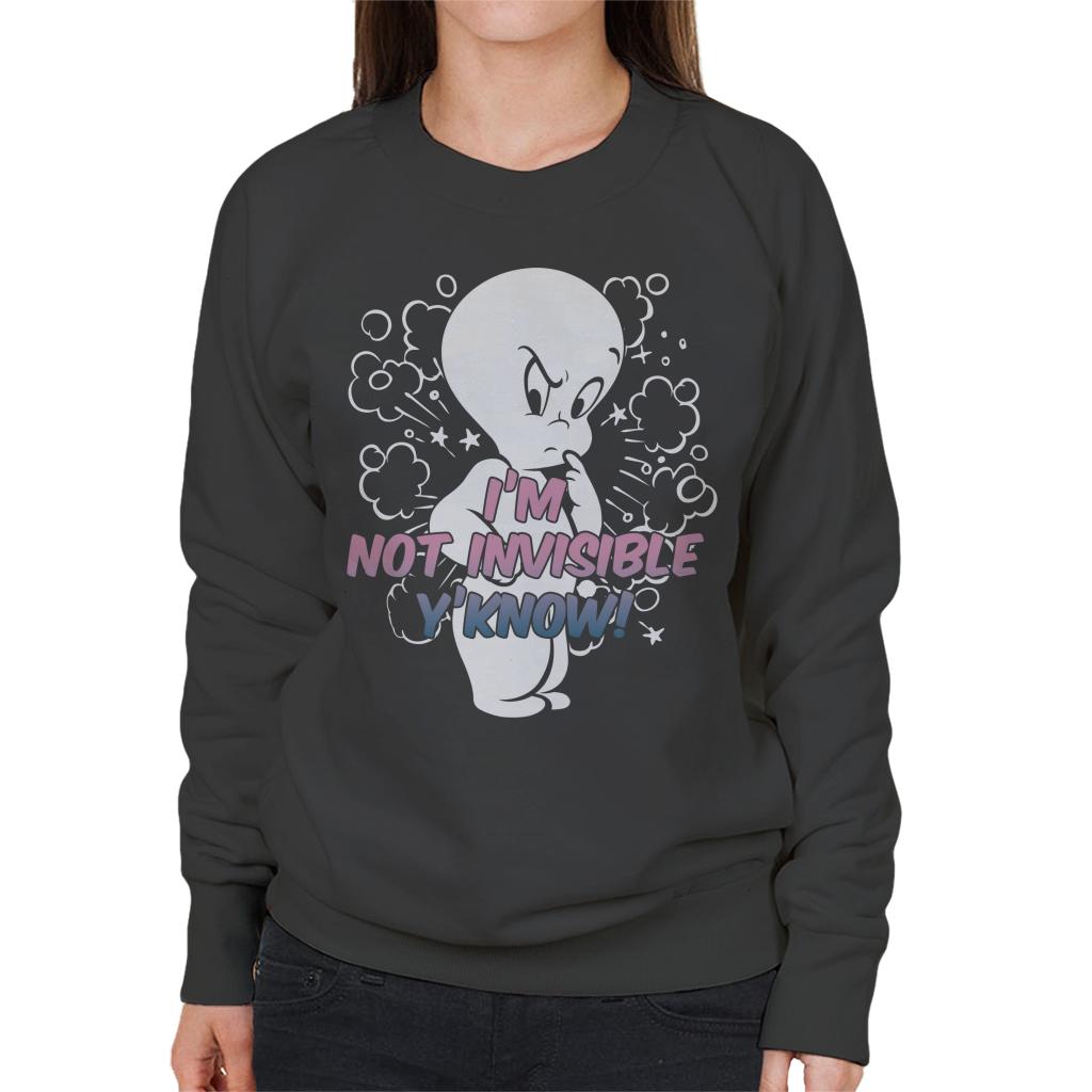 Casper The Friendly Ghost Cross I'm Not Invisible Y'Know Women's Sweatshirt-ALL + EVERY