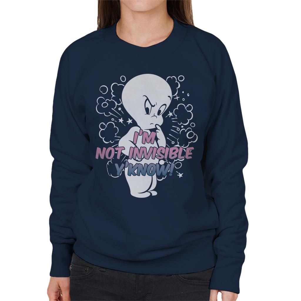 Casper The Friendly Ghost Cross I'm Not Invisible Y'Know Women's Sweatshirt-ALL + EVERY