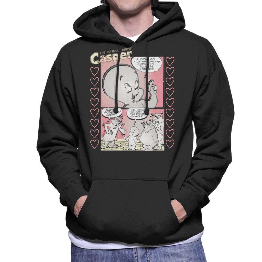 Casper The Friendly Ghost Flowers Comic Frame Men's Hooded Sweatshirt-ALL + EVERY