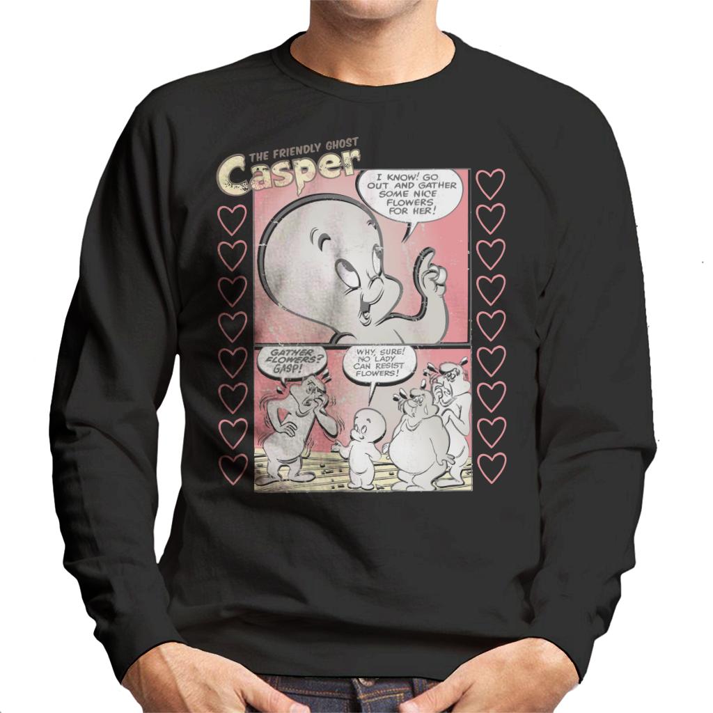 Casper The Friendly Ghost Flowers Comic Frame Men's Sweatshirt-ALL + EVERY