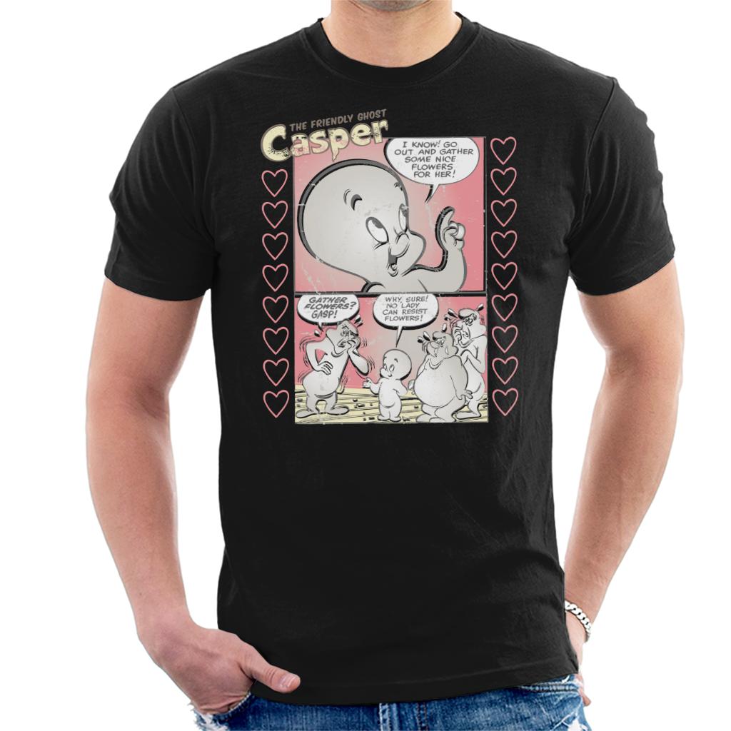 Casper The Friendly Ghost Flowers Comic Frame Men's T-Shirt-ALL + EVERY