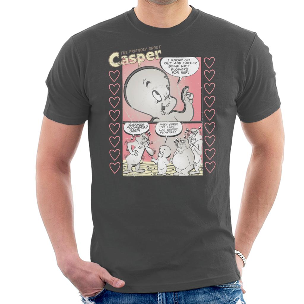 Casper The Friendly Ghost Flowers Comic Frame Men's T-Shirt-ALL + EVERY