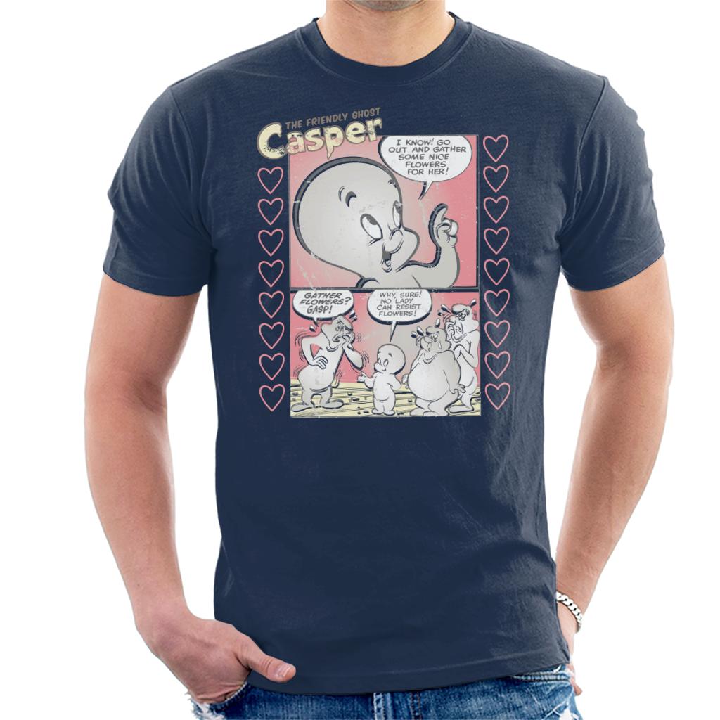 Casper The Friendly Ghost Flowers Comic Frame Men's T-Shirt-ALL + EVERY