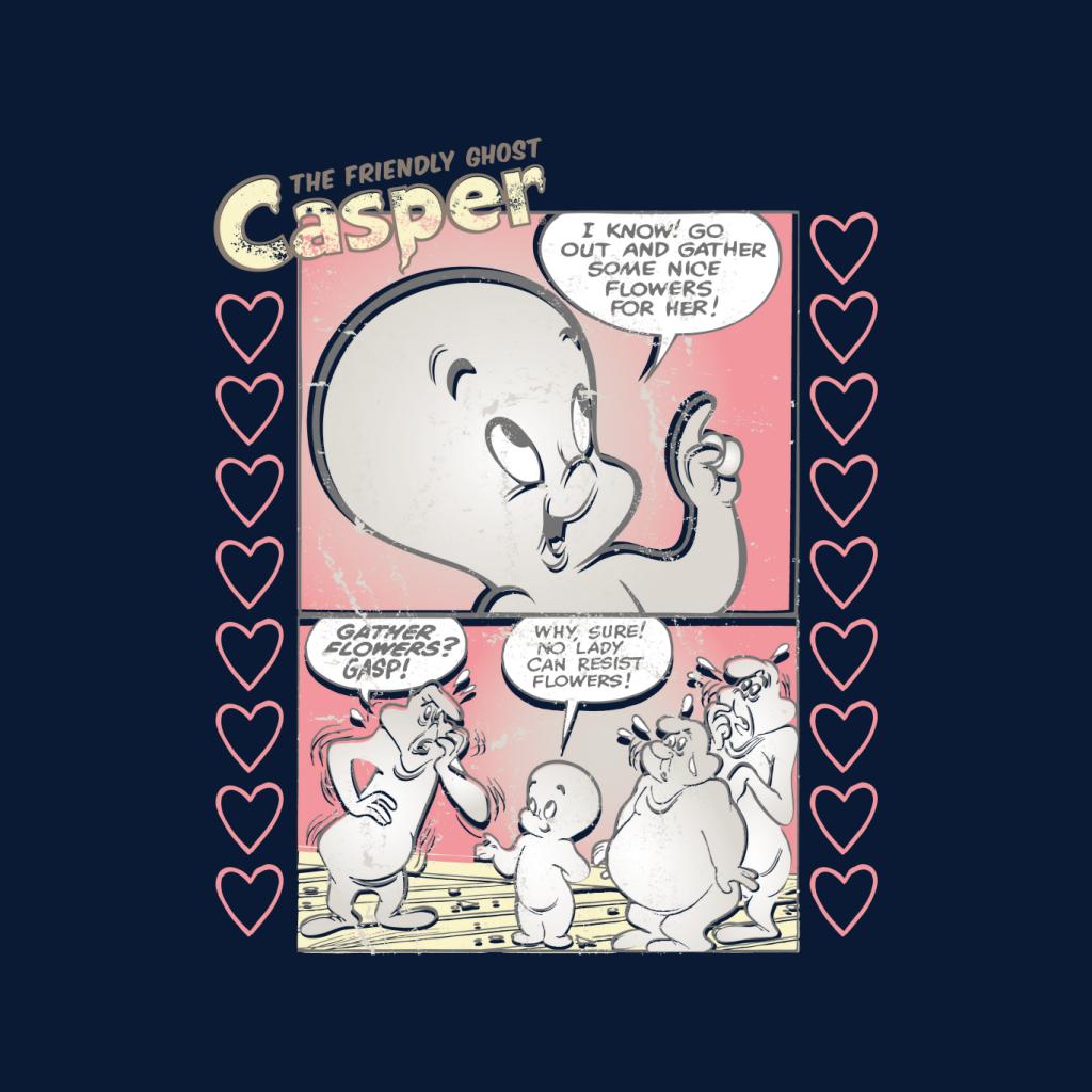 Casper The Friendly Ghost Flowers Comic Frame Men's T-Shirt-ALL + EVERY