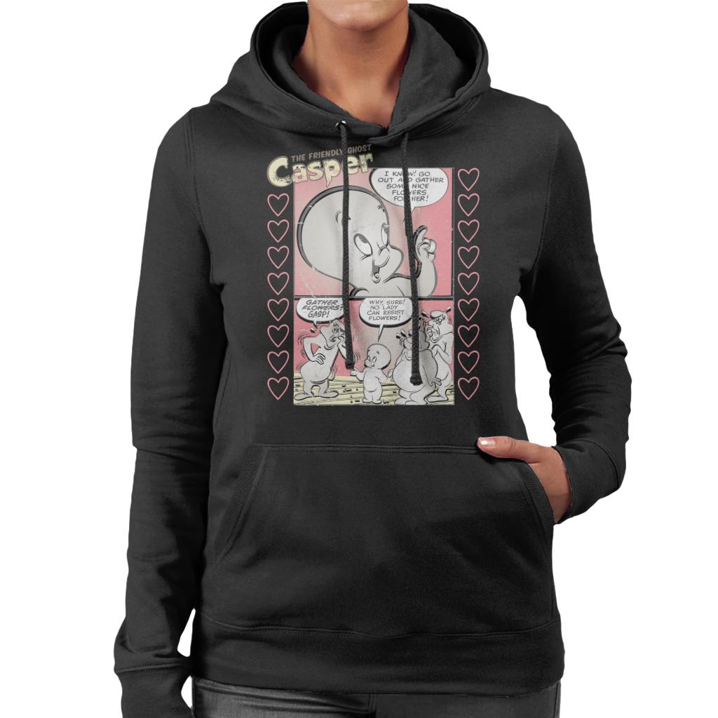 Casper The Friendly Ghost Flowers Comic Frame Women's Hooded Sweatshirt-ALL + EVERY