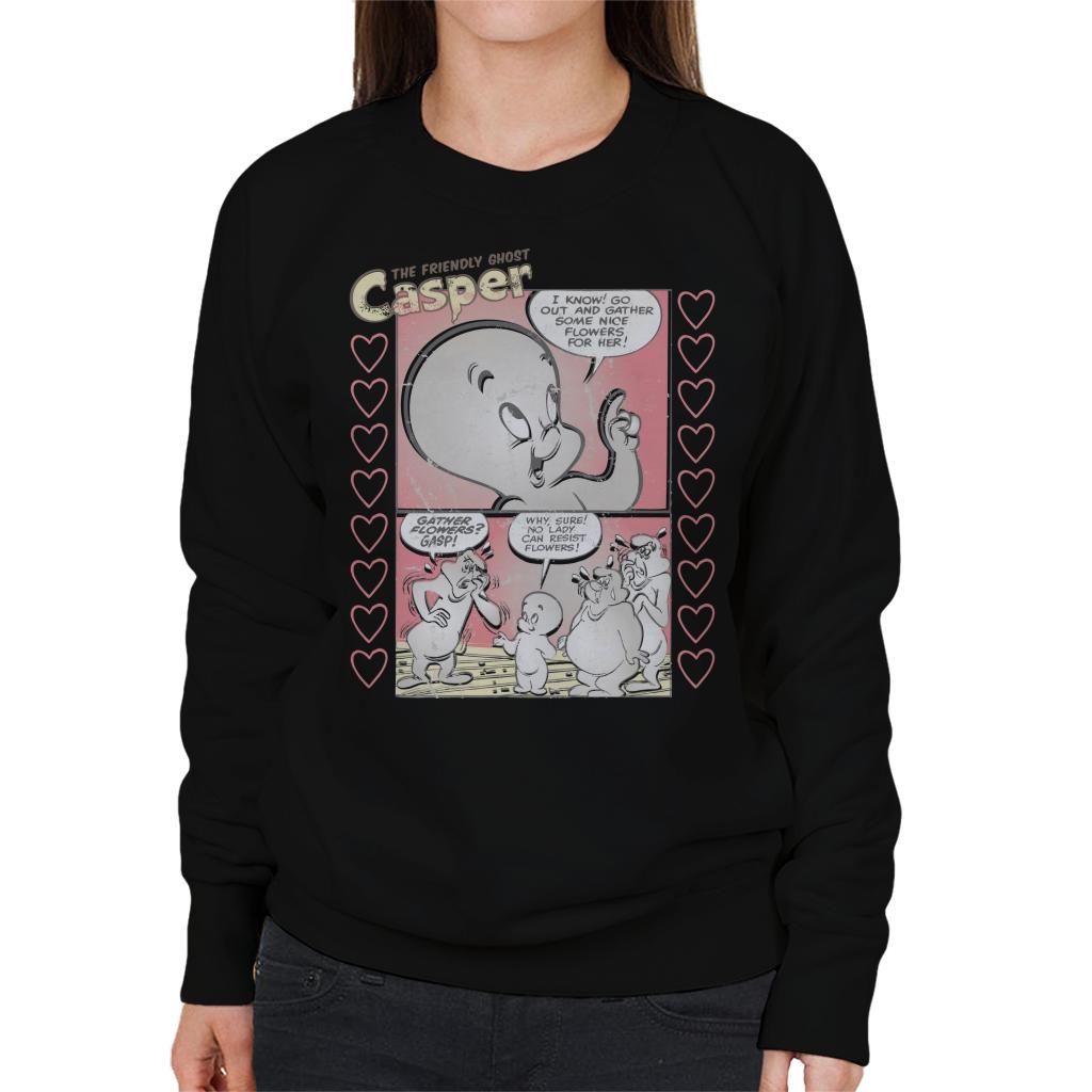 Casper The Friendly Ghost Flowers Comic Frame Women's Sweatshirt-ALL + EVERY