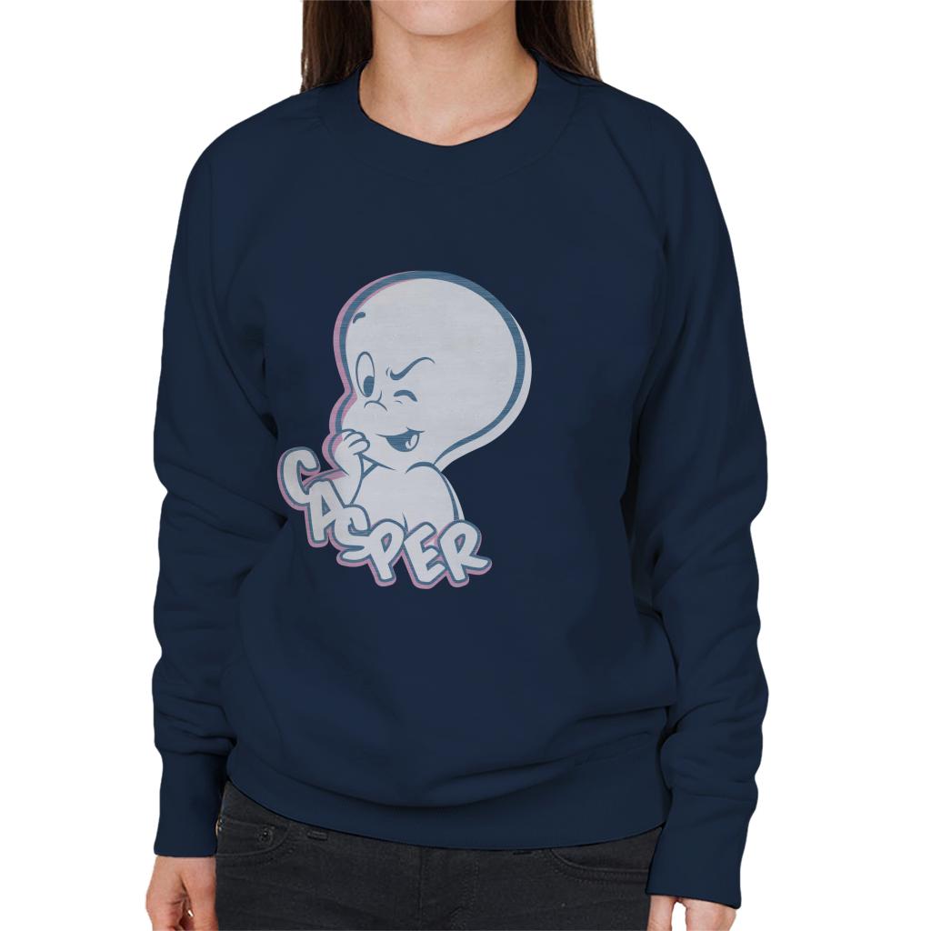 Casper The Friendly Ghost Winking Face Women's Sweatshirt-ALL + EVERY