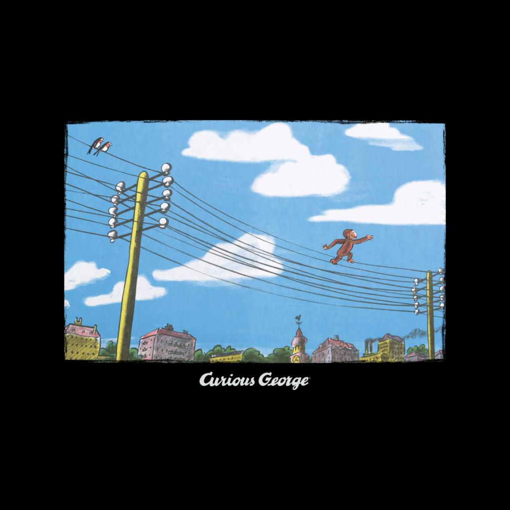 Curious George Walking On Telephone Lines Women's Hooded Sweatshirt-ALL + EVERY