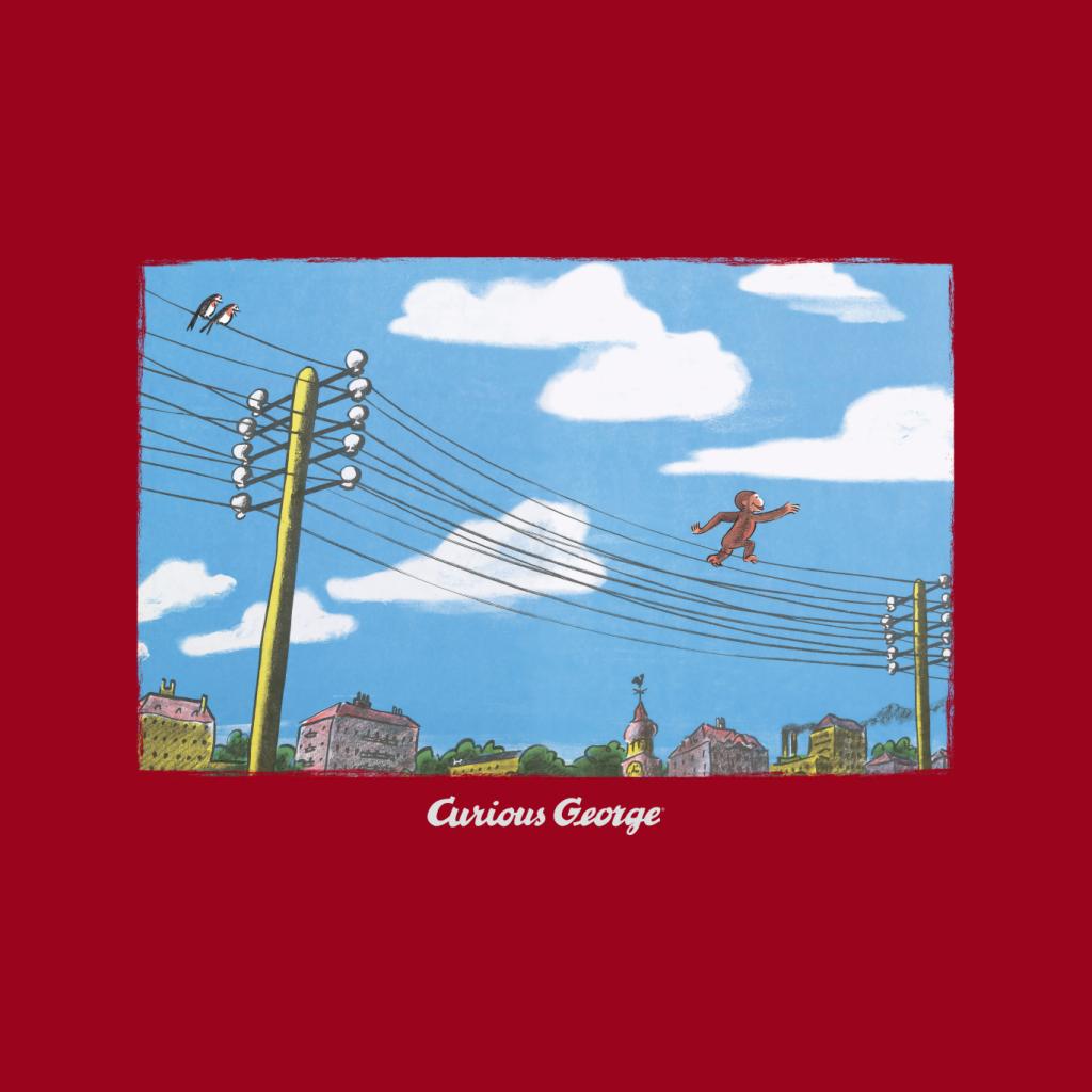 Curious George Walking On Telephone Lines Men's T-Shirt-ALL + EVERY