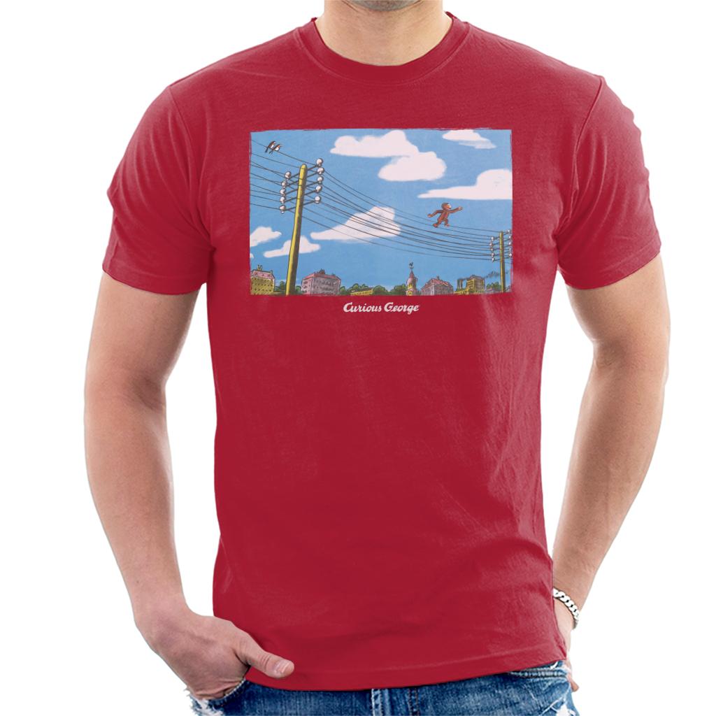 Curious George Walking On Telephone Lines Men's T-Shirt-ALL + EVERY