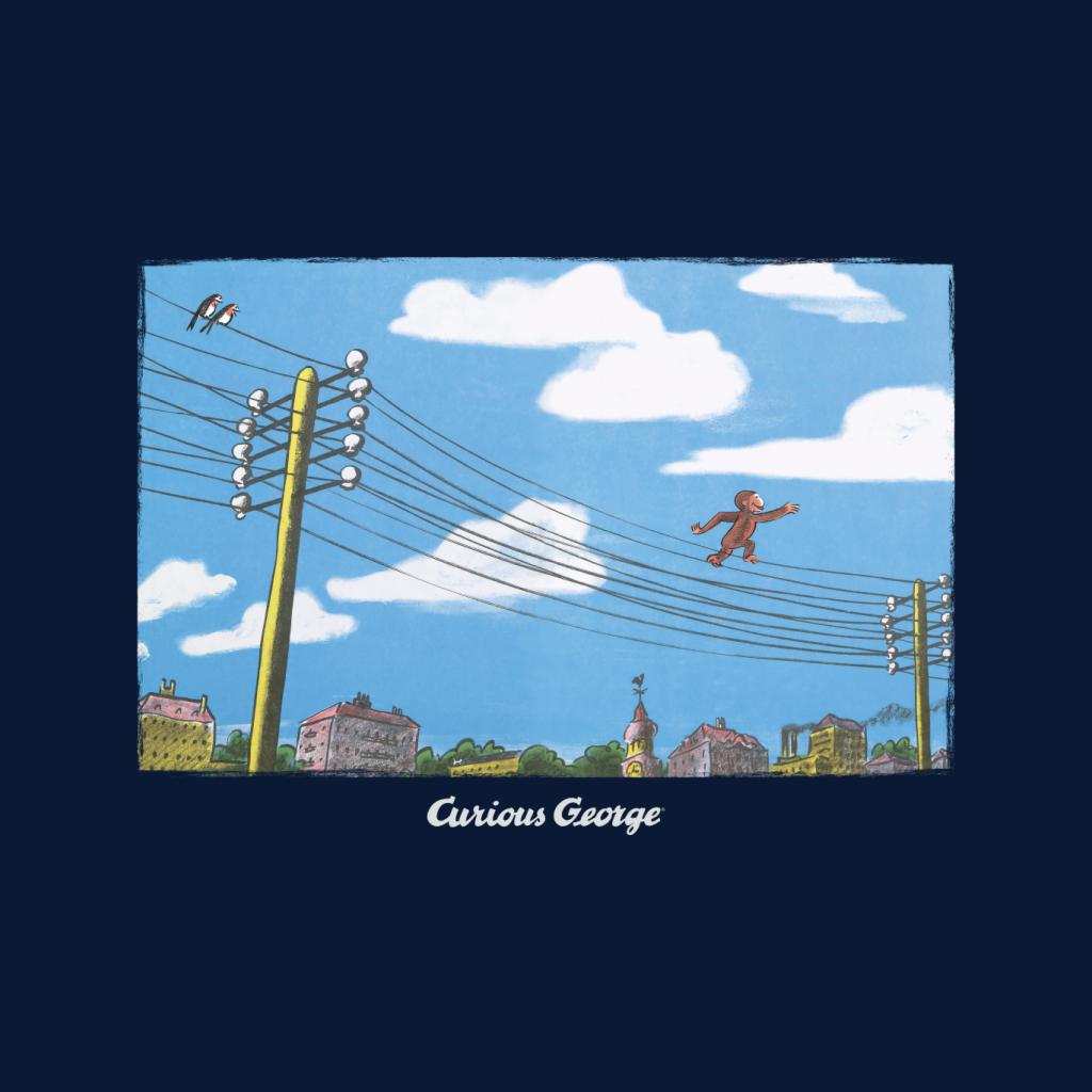 Curious George Walking On Telephone Lines Women's Hooded Sweatshirt-ALL + EVERY