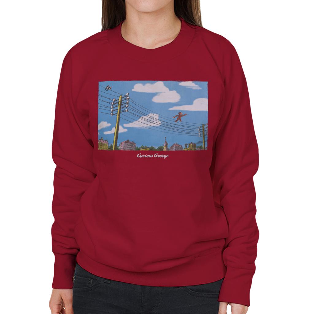 Curious George Walking On Telephone Lines Women's Sweatshirt-ALL + EVERY