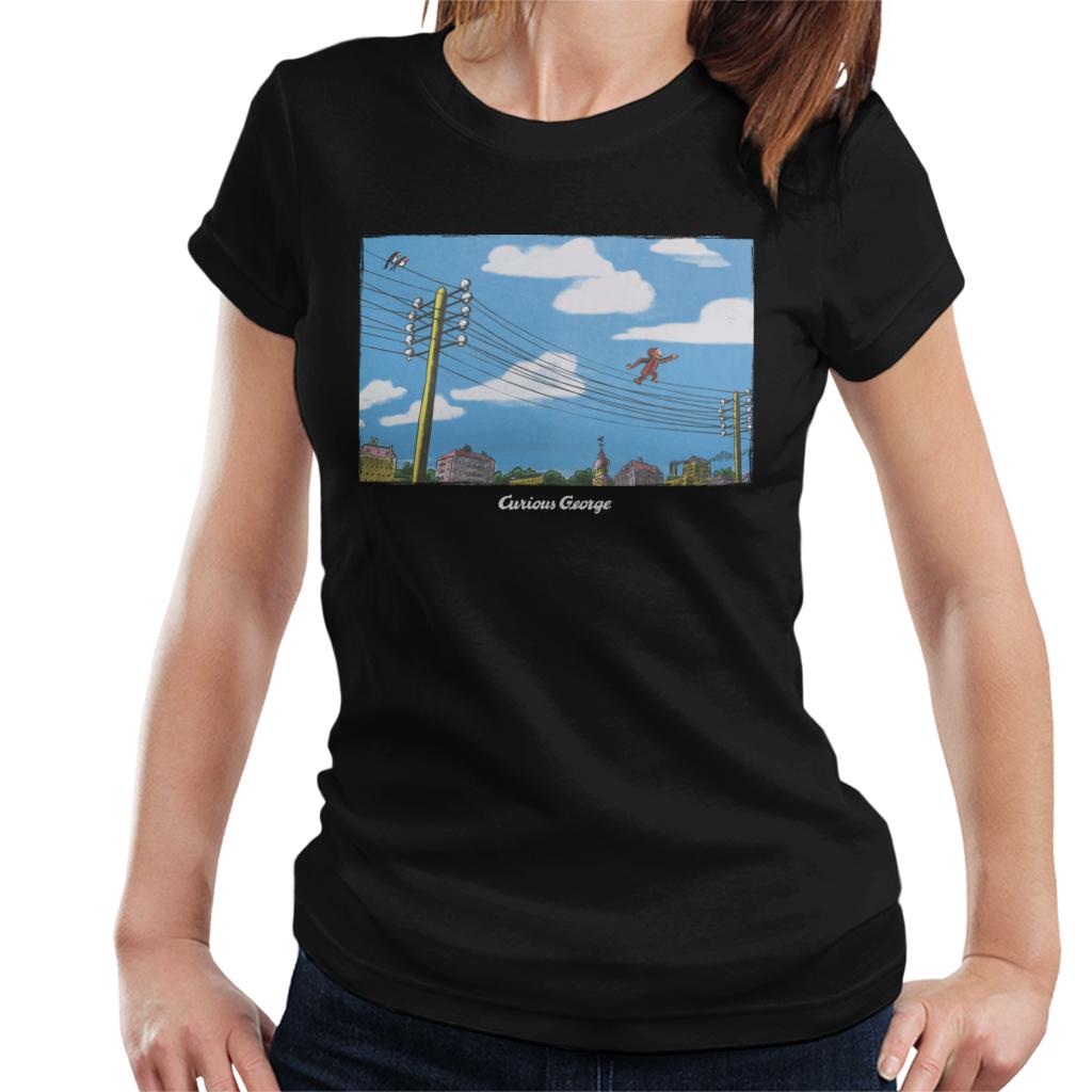 Curious George Walking On Telephone Lines Women's T-Shirt-ALL + EVERY