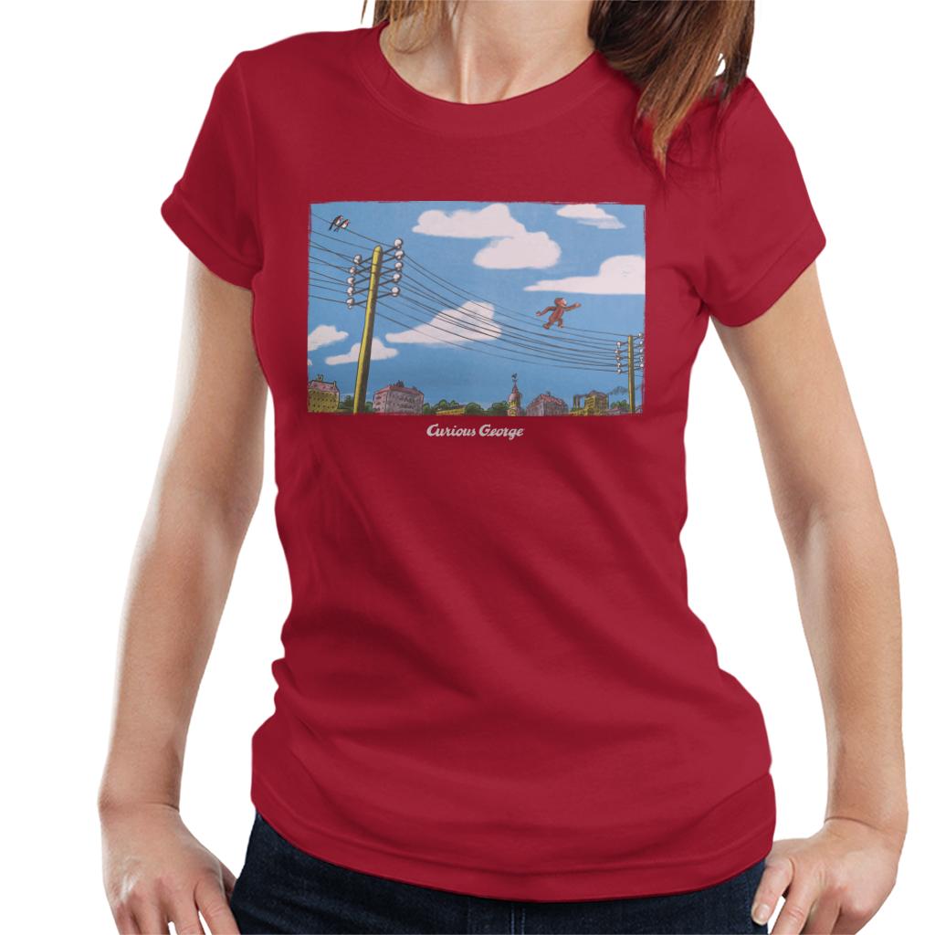 Curious George Walking On Telephone Lines Women's T-Shirt-ALL + EVERY