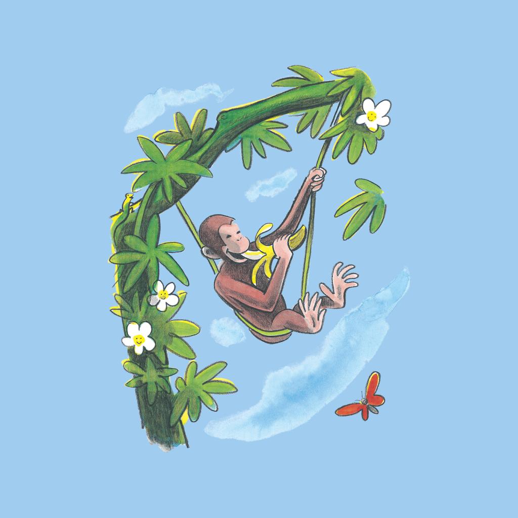 Curious George Vine Hammock And Banana Men's T-Shirt-ALL + EVERY