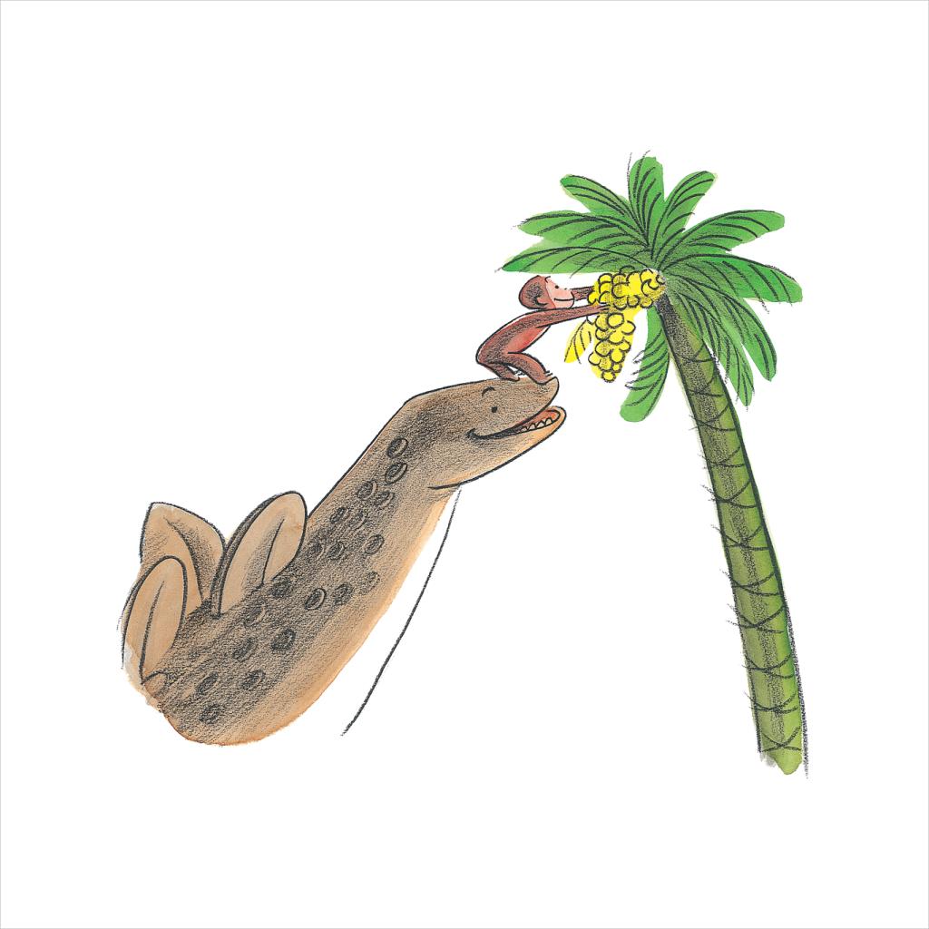 Curious George Dinosaur Palm Tree Women's T-Shirt-ALL + EVERY