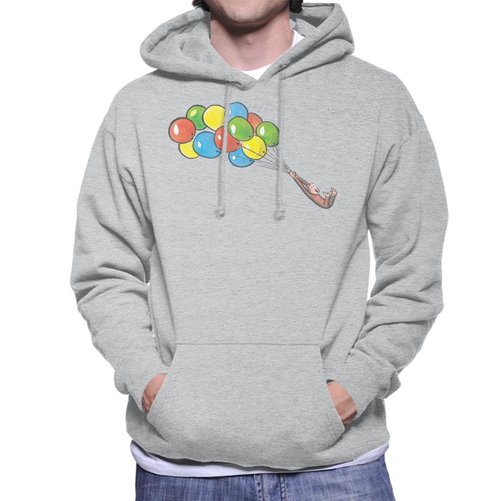 Curious George Balloon Flying Backwards Men's Hooded Sweatshirt-ALL + EVERY