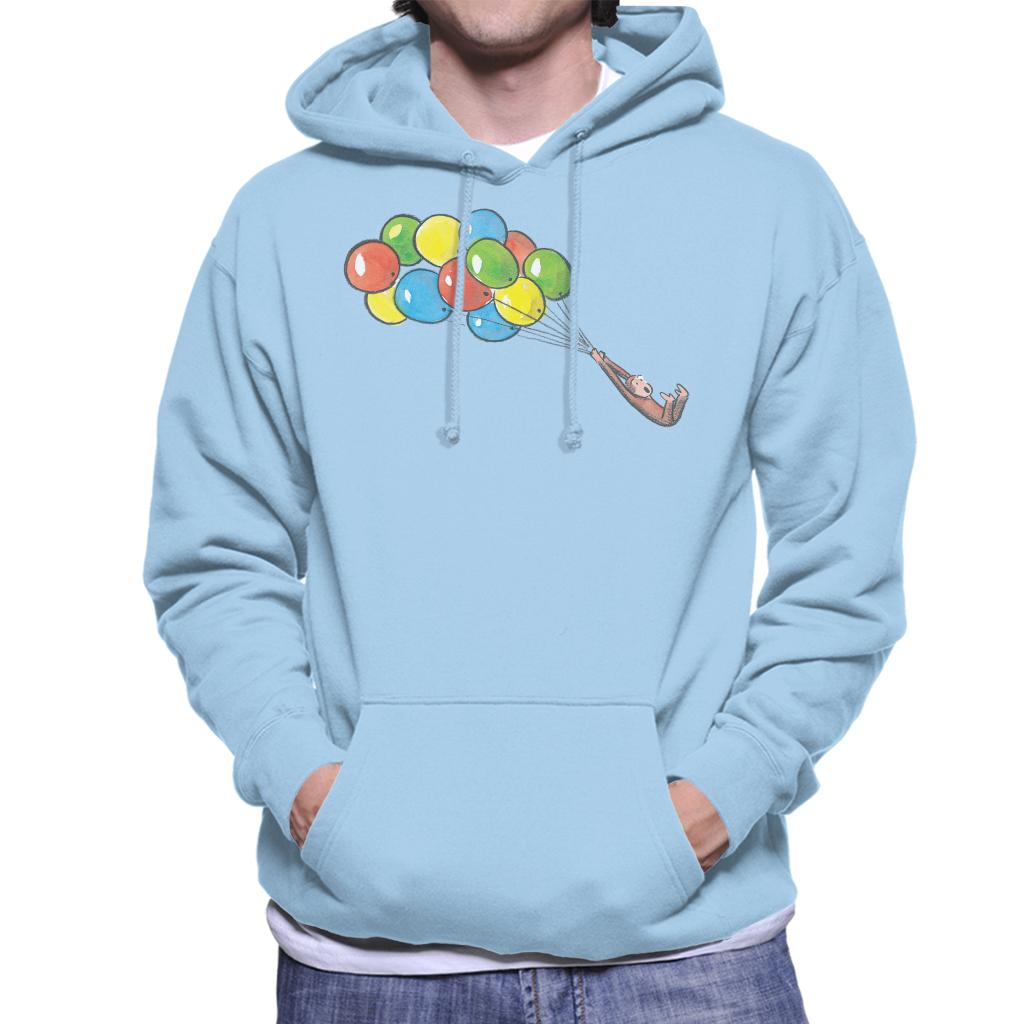 Curious George Balloon Flying Backwards Men's Hooded Sweatshirt-ALL + EVERY