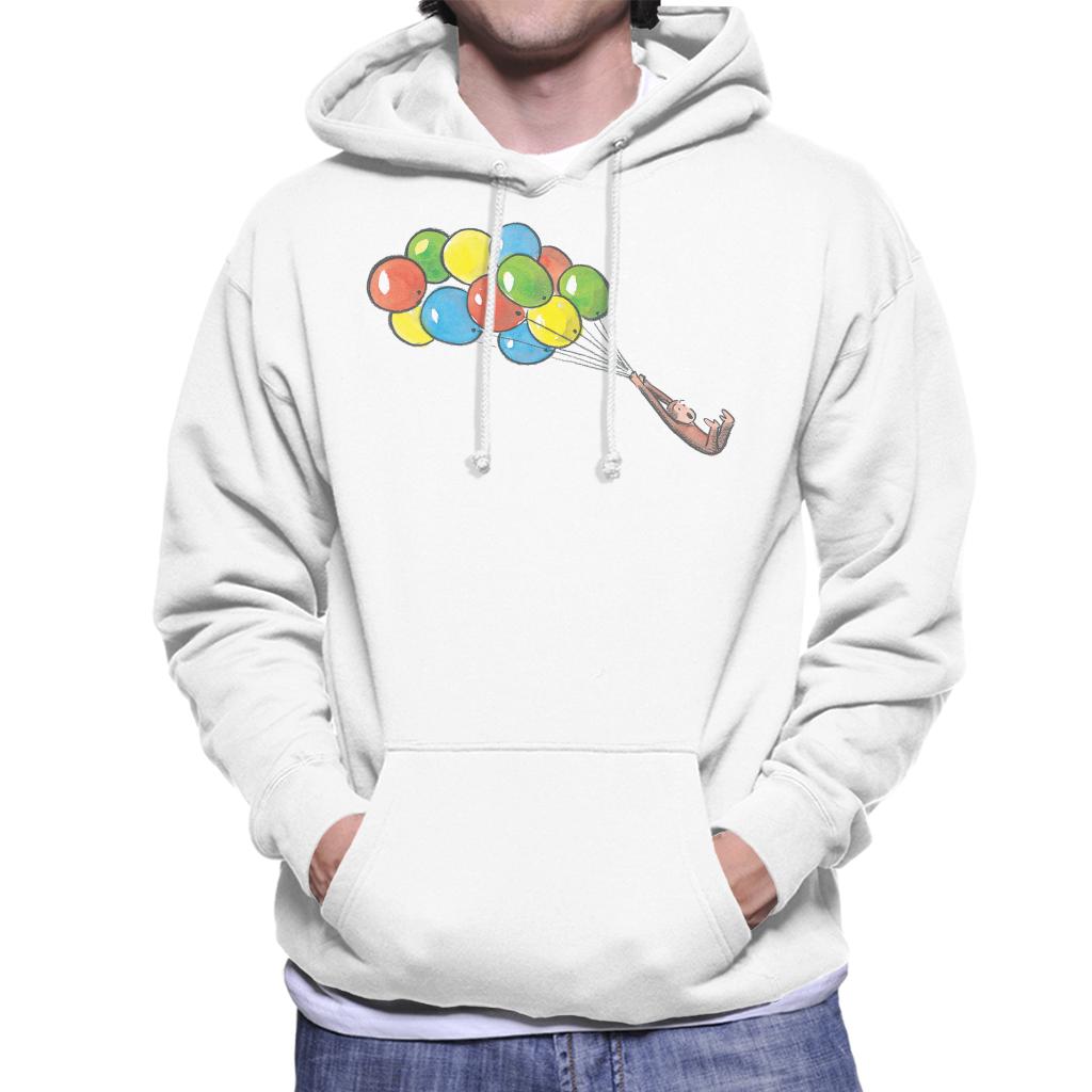 Curious George Balloon Flying Backwards Men's Hooded Sweatshirt-ALL + EVERY