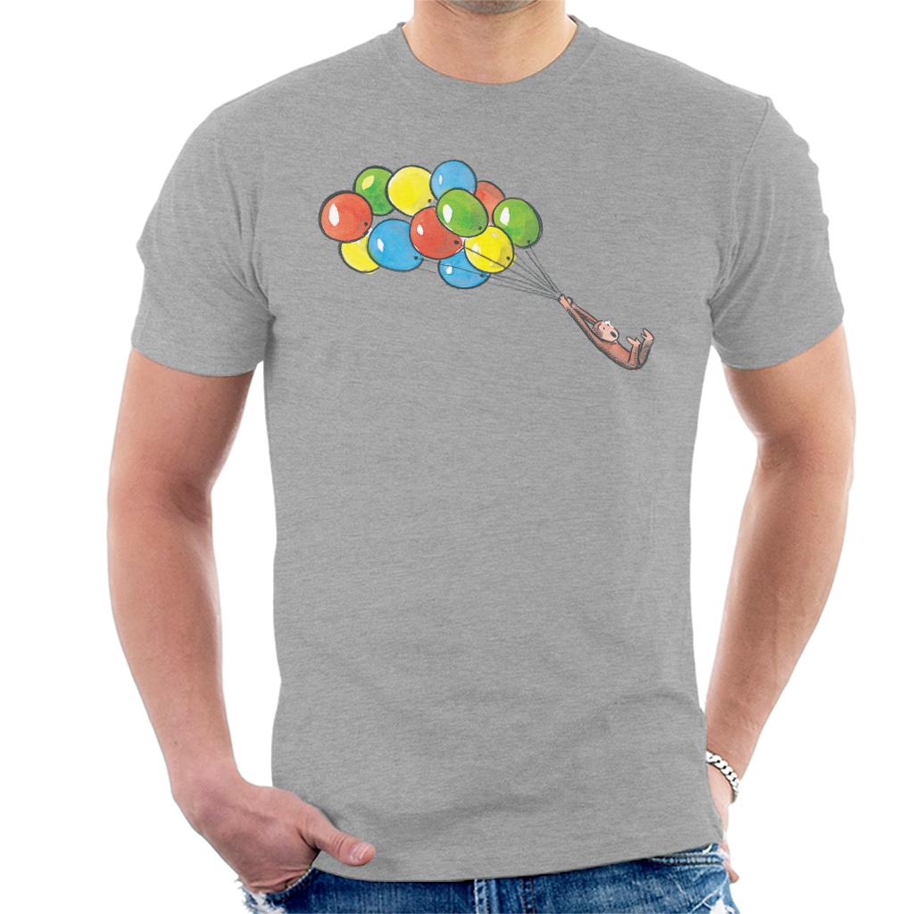 Curious George Balloon Flying Backwards Men's T-Shirt-ALL + EVERY